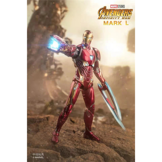 ZD Toys Iron Man Mark 50 action figure posing with blaster.