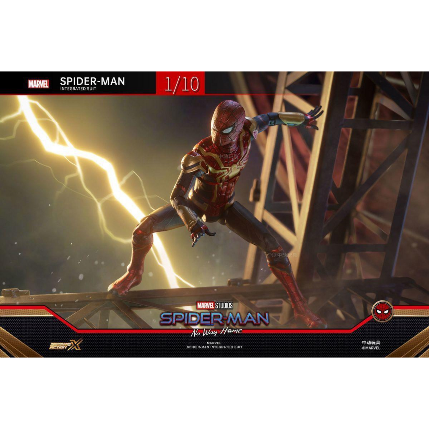 ZD Toys Spiderman Iron Integrated Suit 1/10 Scale Action Figure from Spiderman No Way Home action figure posing.