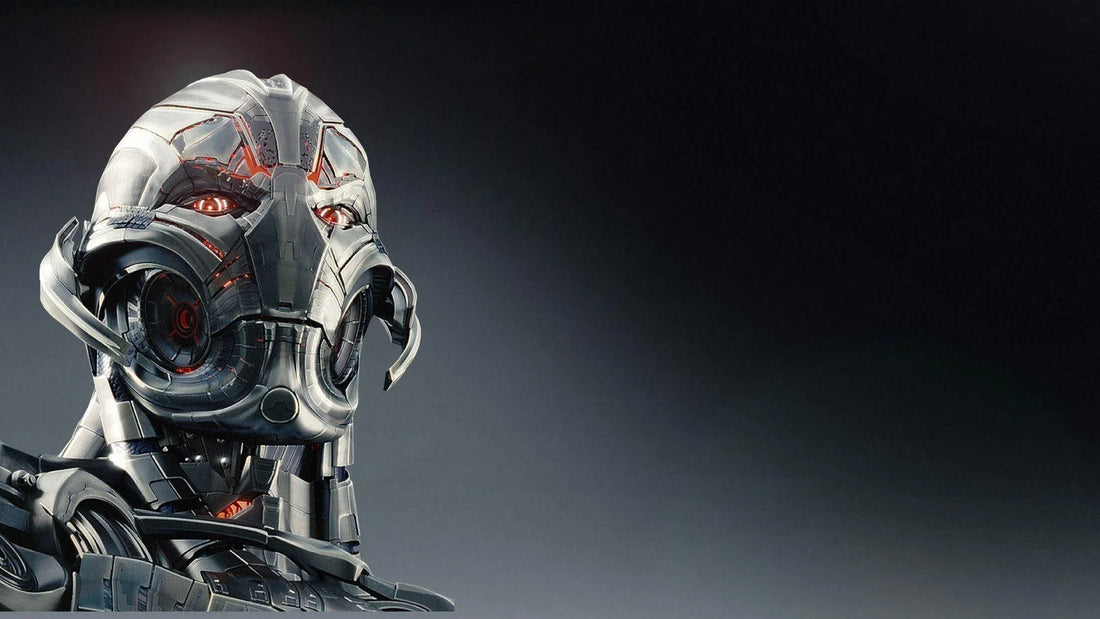 Ultron in a menacing pose with a dark background.