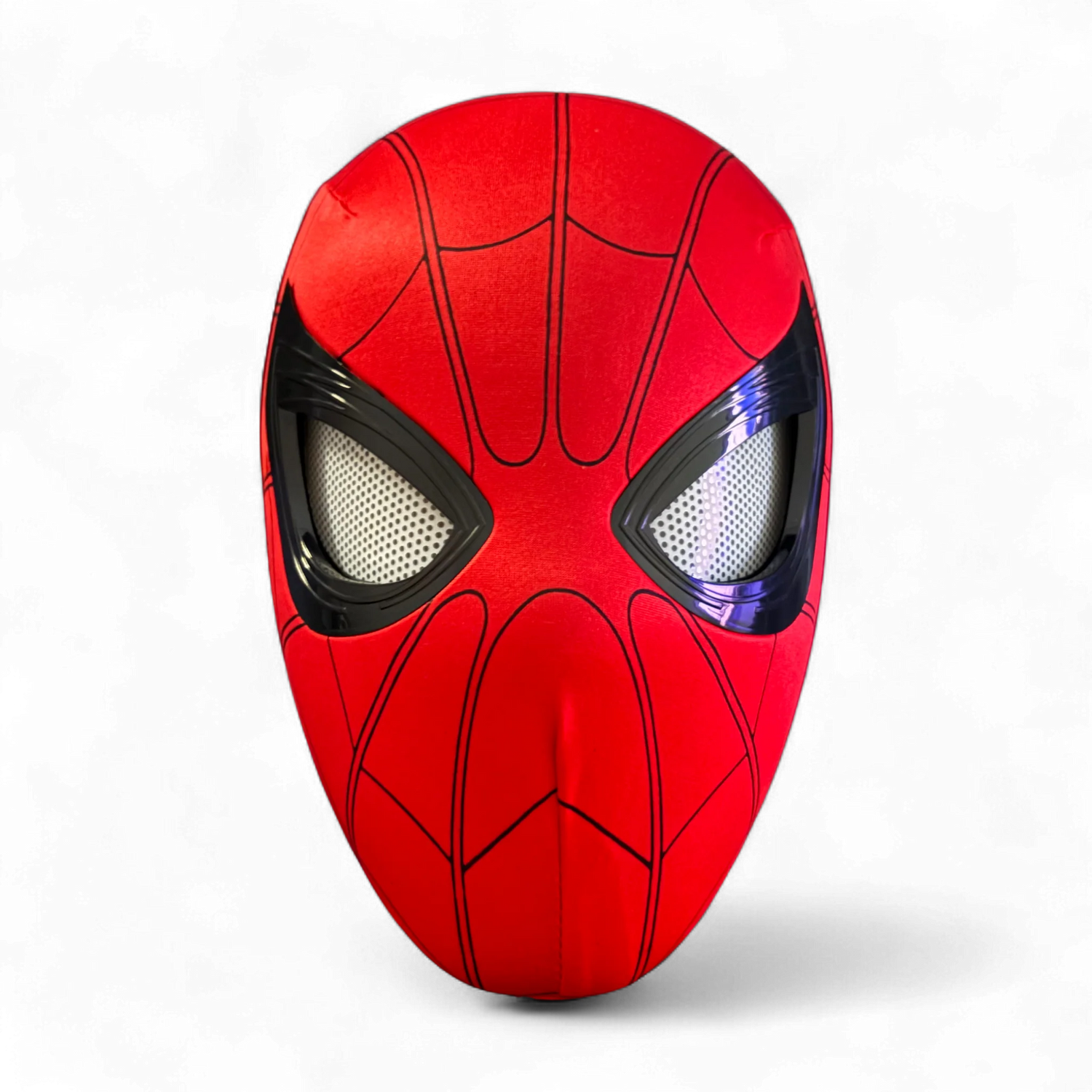 Spiderman mask with blinking movable eyes on a plain white background, part of the Spiderman Masks Blinking Eyes Series collectibles