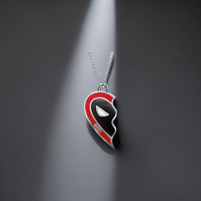 Deadpool and Wolverine Best friends Necklace Deadpool part with dark black background Deadpool and Wolverine Movie Products