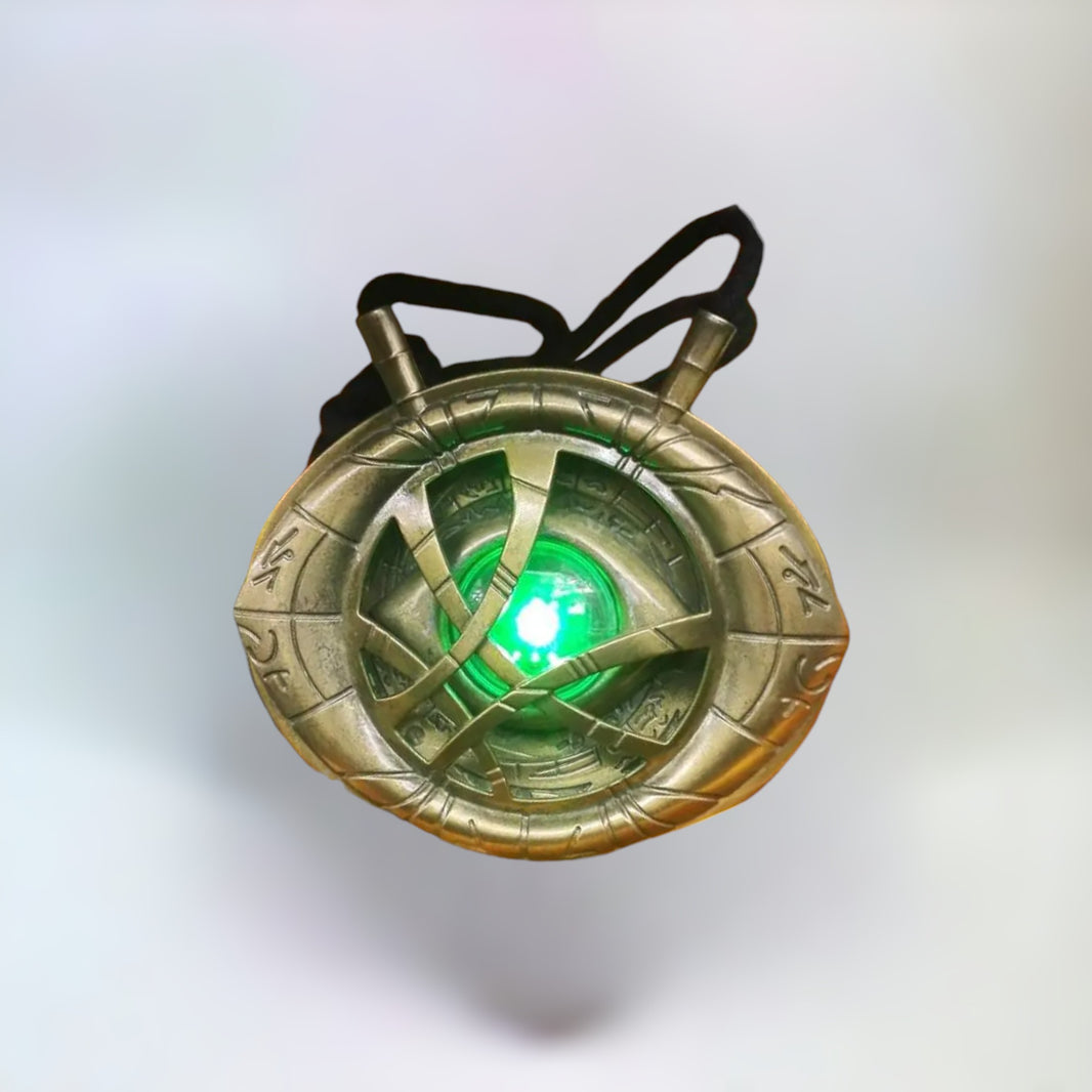 Doctor Strange Eye of Agamotto Necklace on a plain white background.