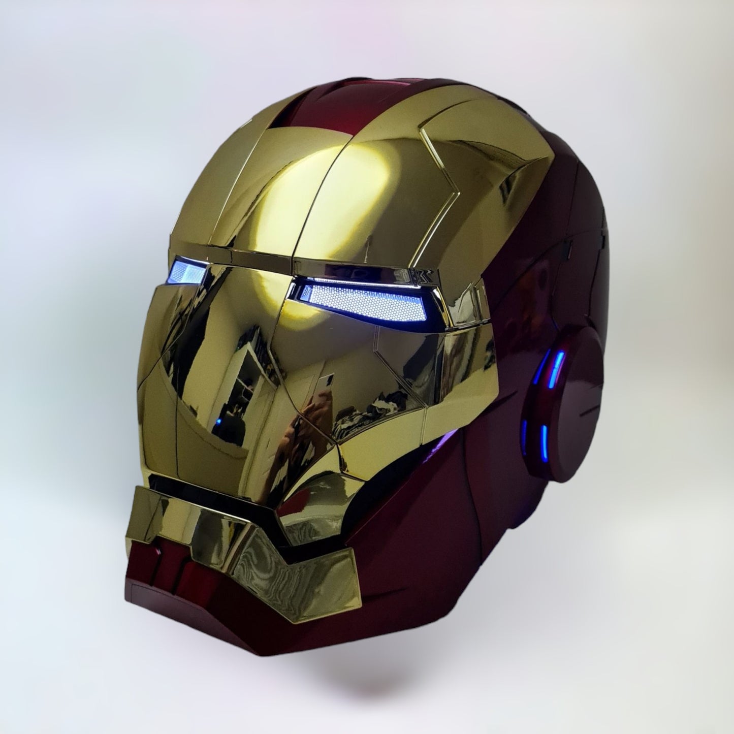Iron Man Helmet MK5 Gold Jarvis Voice Activation Classic Blue Eyes