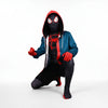 Kneeling pose Miles Morales outfit with white background.