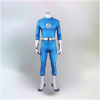 Mister Fantastic costume displayed on a mannequin with a light grey background.