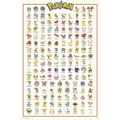 Pokemon Kanto 151 Wall Poster - 61 x 91.5cm Maxi Print