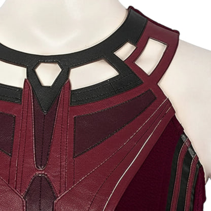 Scarlet Witch costume chest closeup.