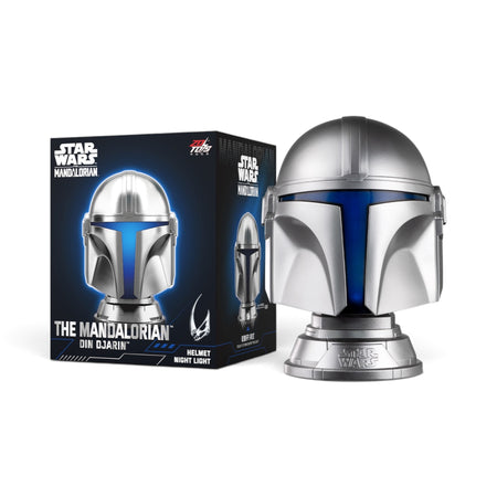 ZD Toys Din Djarin (Mandalorian) helmet night light shown with retail box