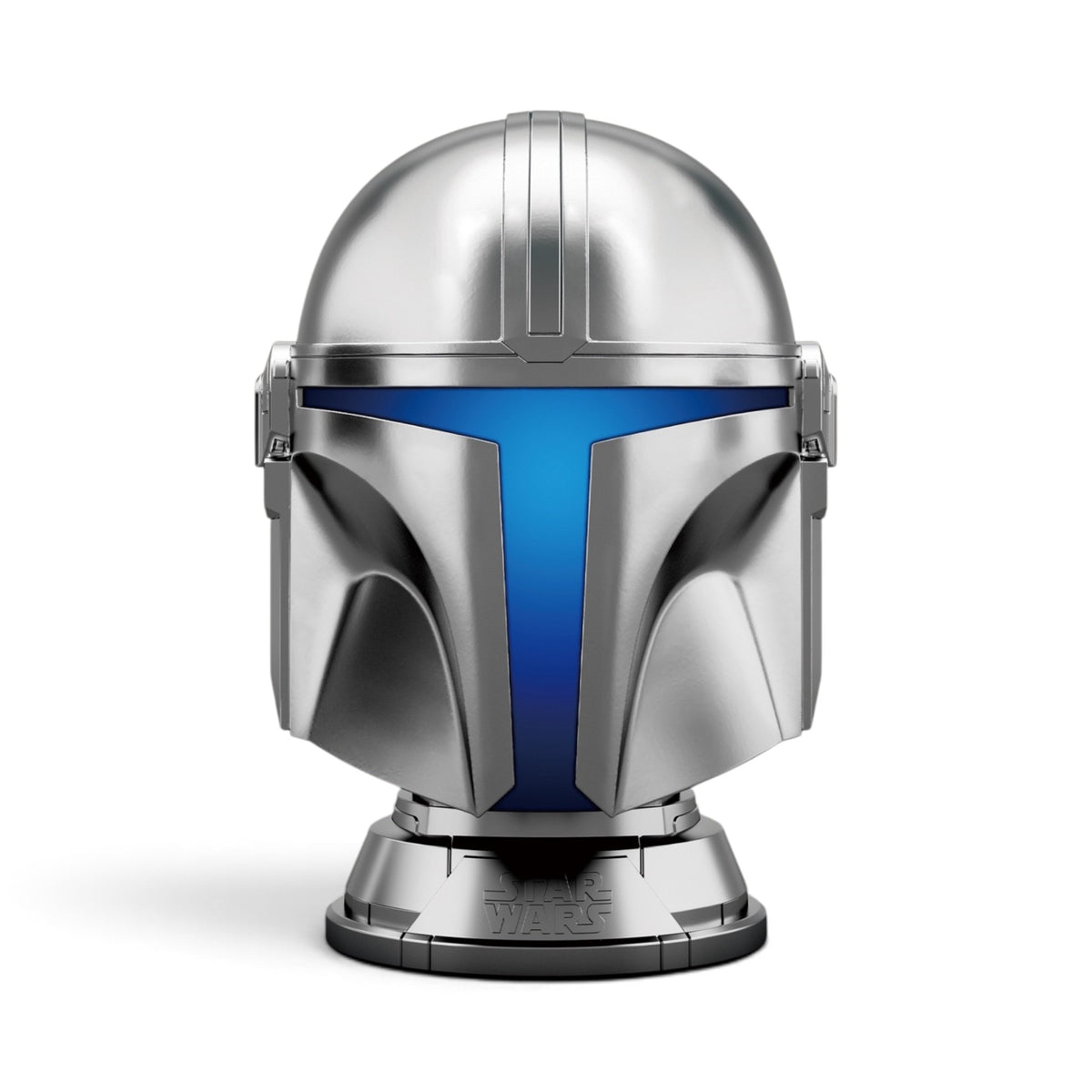 ZD Toys Din Djarin (Mandalorian) helmet night light, front view lit up