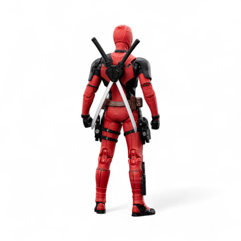 ZD Toys Deadpool action figure back side standing with a white background.