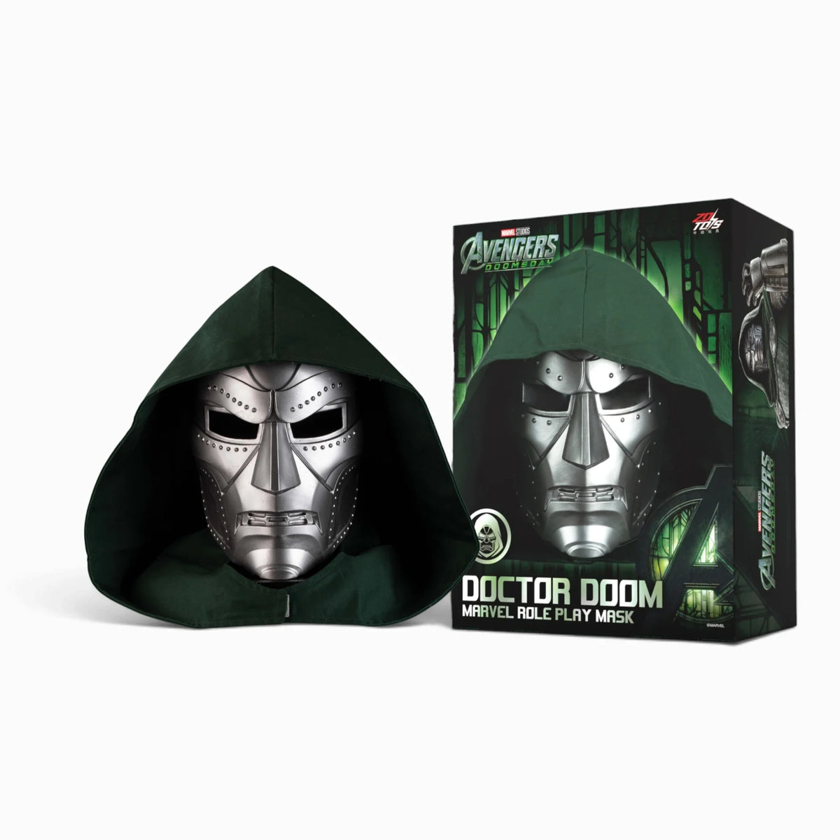 ZD Toys Doctor Doom role play mask shown with its box.
