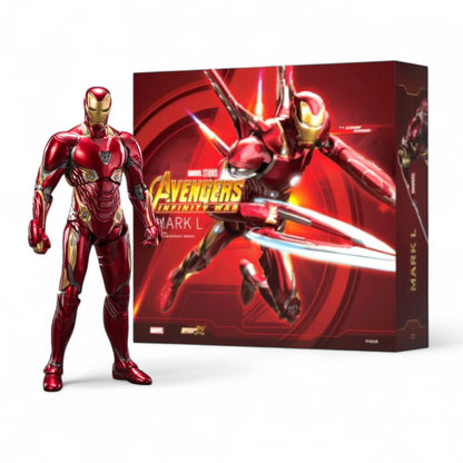 ZD Toys Iron Man Mark 50 action figure next to it's box.