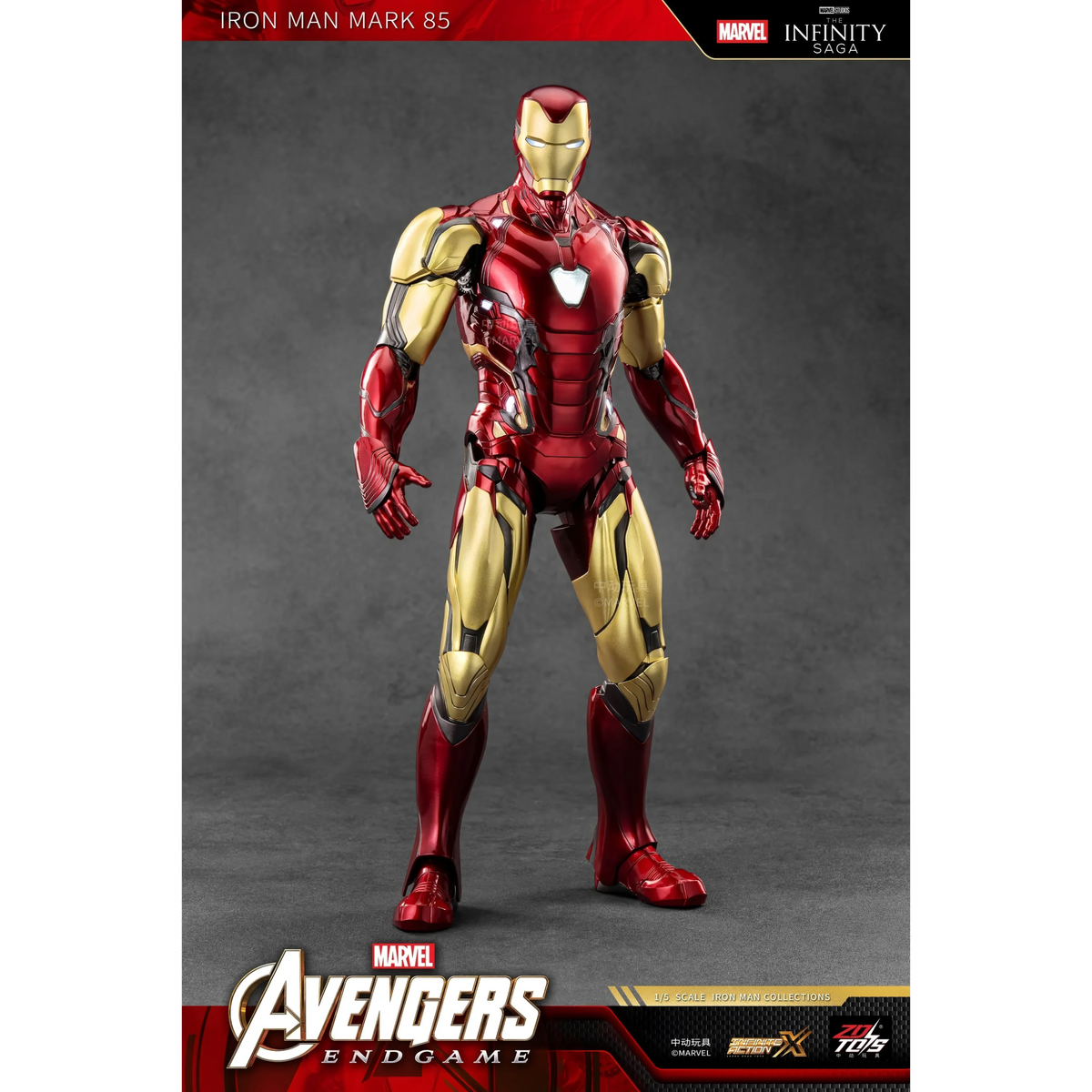 ZD Toys Iron Man Mark 85 LED action figure, front view.