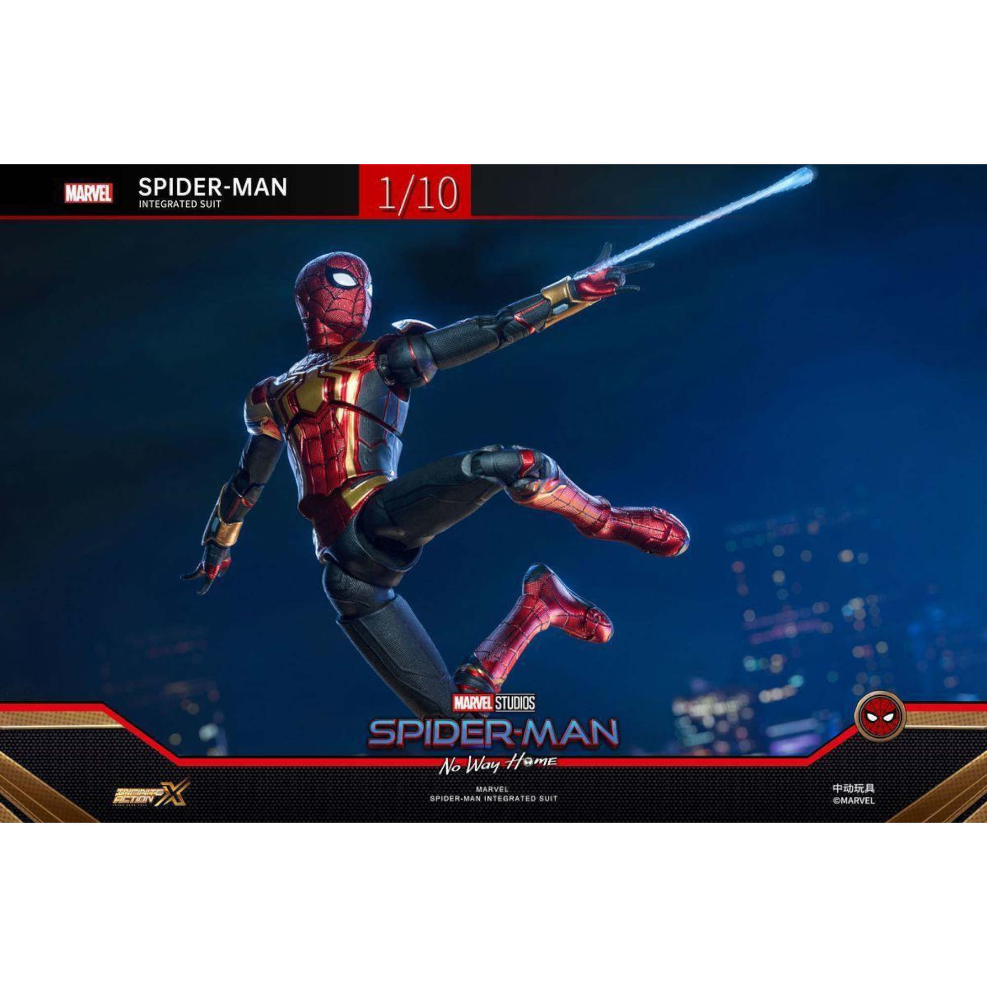ZD Toys Spiderman Iron Integrated Suit 1/10 Scale Action Figure from Spiderman No Way Home action figure posing.