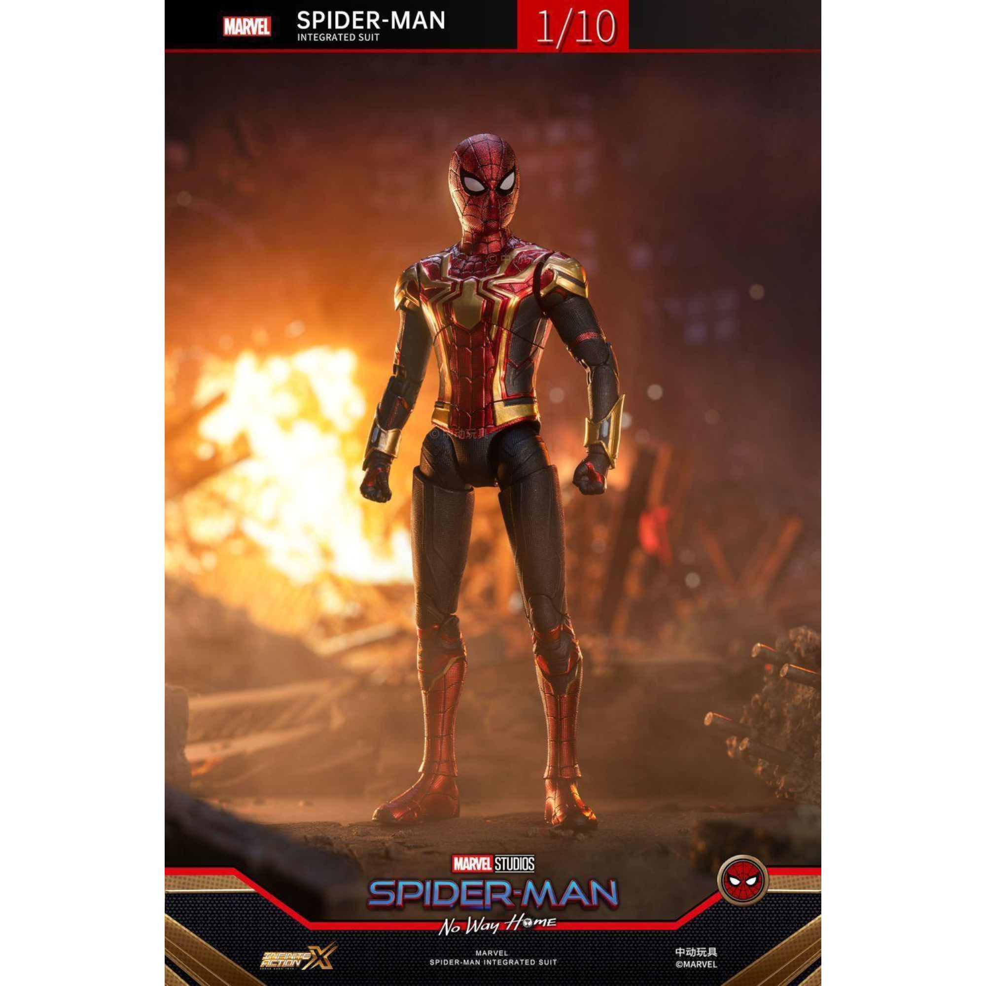 ZD Toys Spiderman Iron Integrated Suit 1/10 Scale Action Figure from Spiderman No Way Home action figure posing.