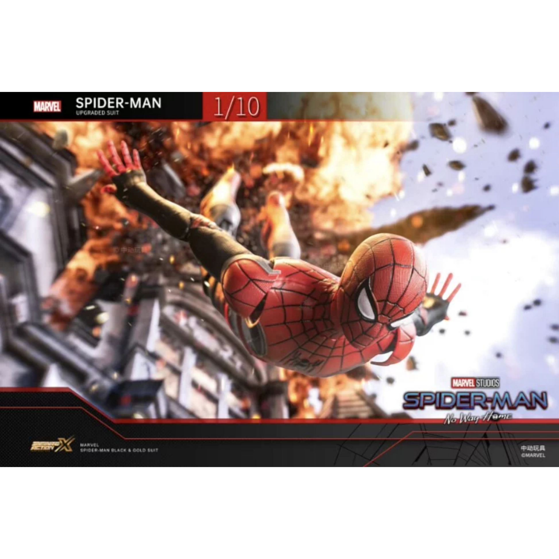 ZD Toys Spiderman Upgraded Suit 1/10 Scale Action Figure from Spiderman No Way Home action figure posing.