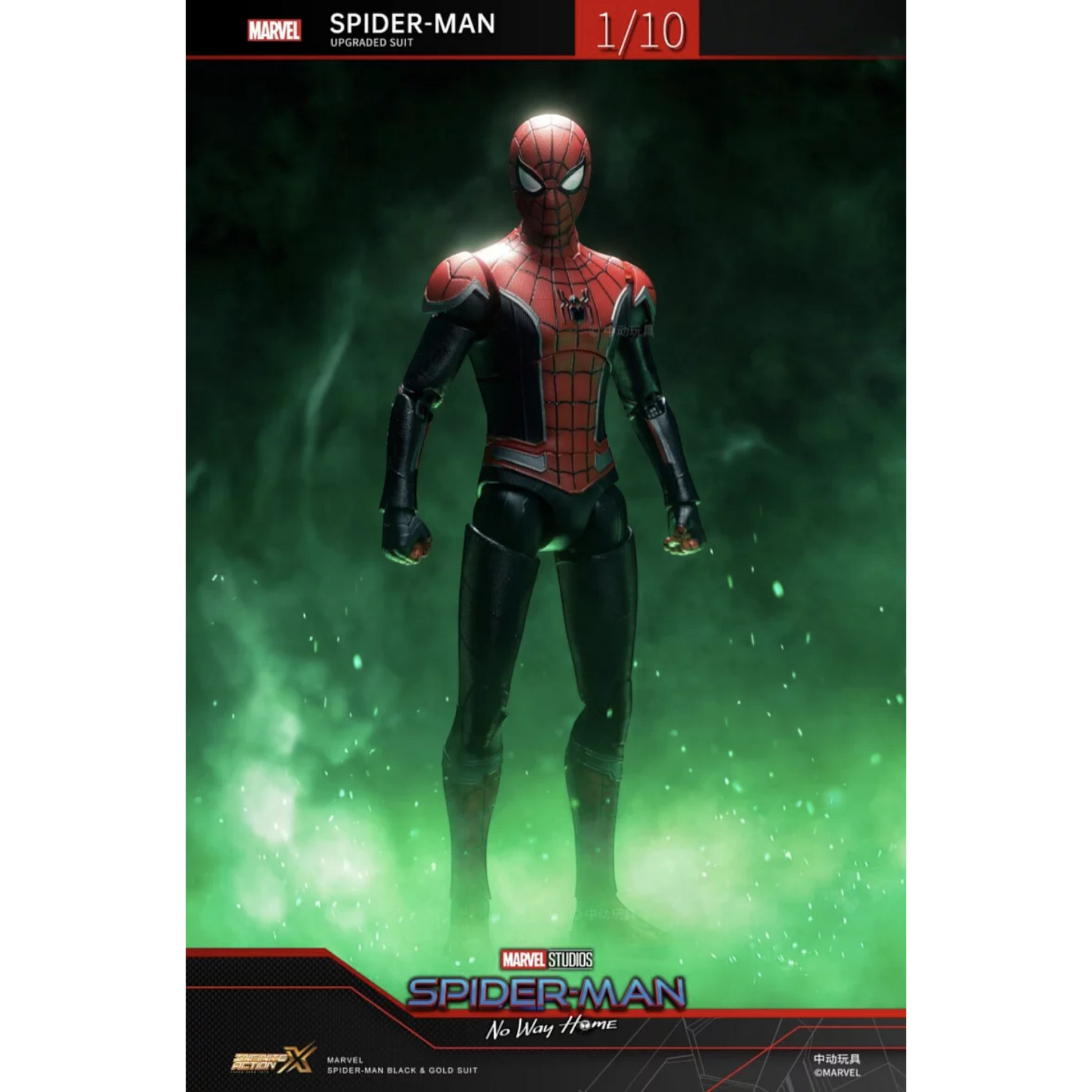 ZD Toys Spiderman Upgraded Suit 1/10 Scale Action Figure from Spiderman No Way Home action figure posing.