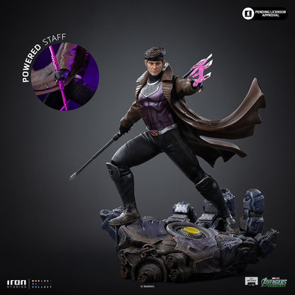 Iron Studios Gambit Avengers: Doomsday BDS 1/10 statue - unpainted prototype detail view, alternate bullet-effect part 1