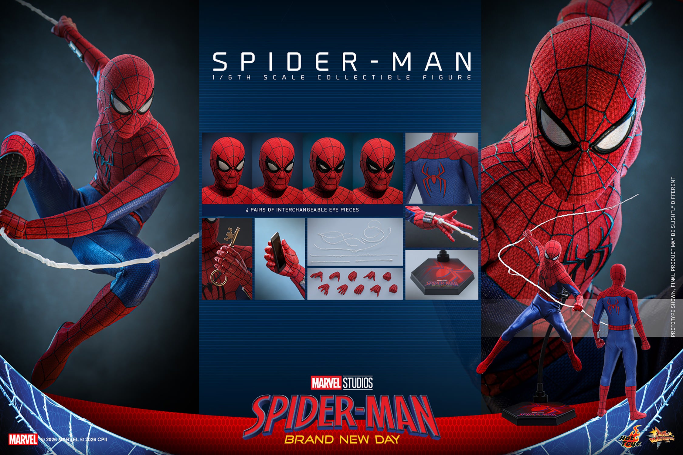 Hot Toys Spider-Man Brand New Day 1/6 scale figure — full accessory set