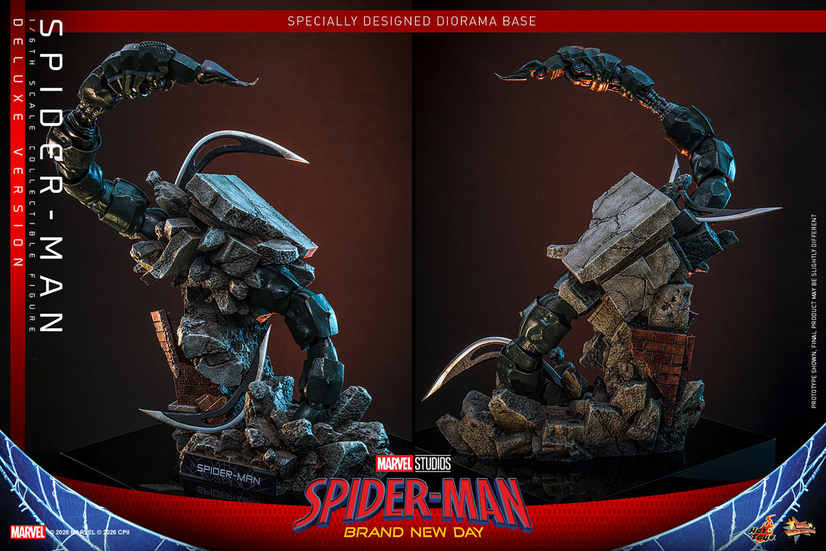 Hot Toys Spider-Man Brand New Day Deluxe 1/6 scale figure — full diorama display