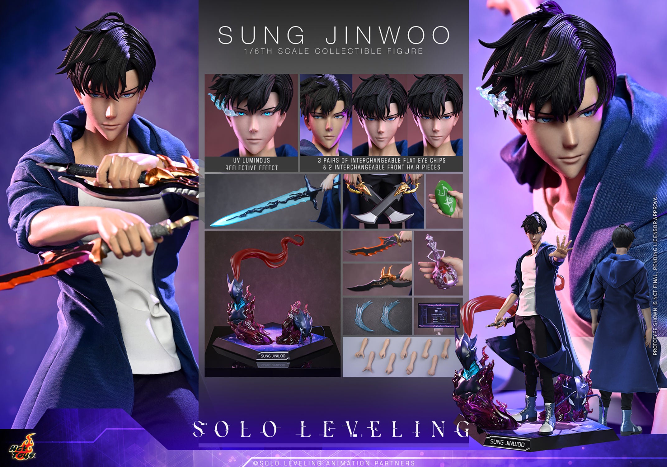 Hot Toys Sung Jinwoo Solo Leveling 1/6 scale figure — eye chips and hair pieces
