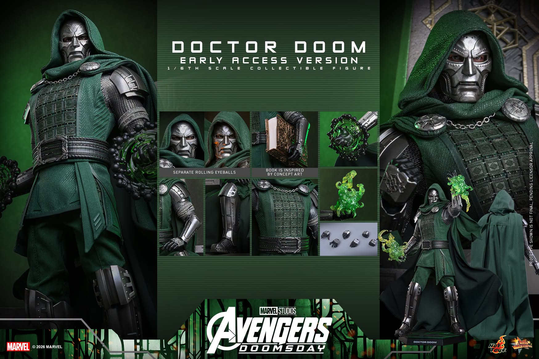 Hot Toys Doctor Doom Avengers Doomsday 1/6 scale figure — magical book and accessories