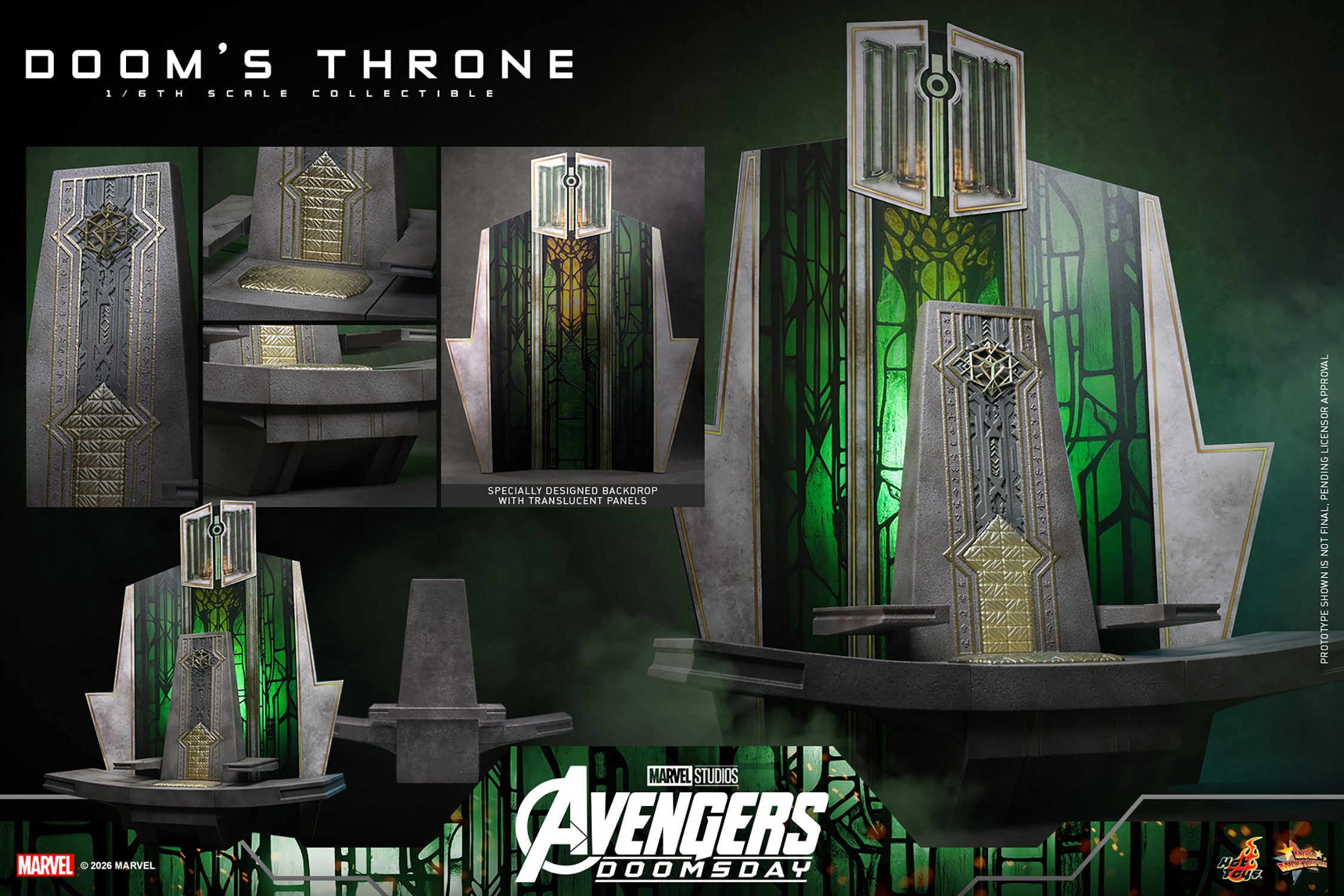 Hot Toys Doom's Throne Avengers Doomsday 1/6 scale accessory — stone texture detail