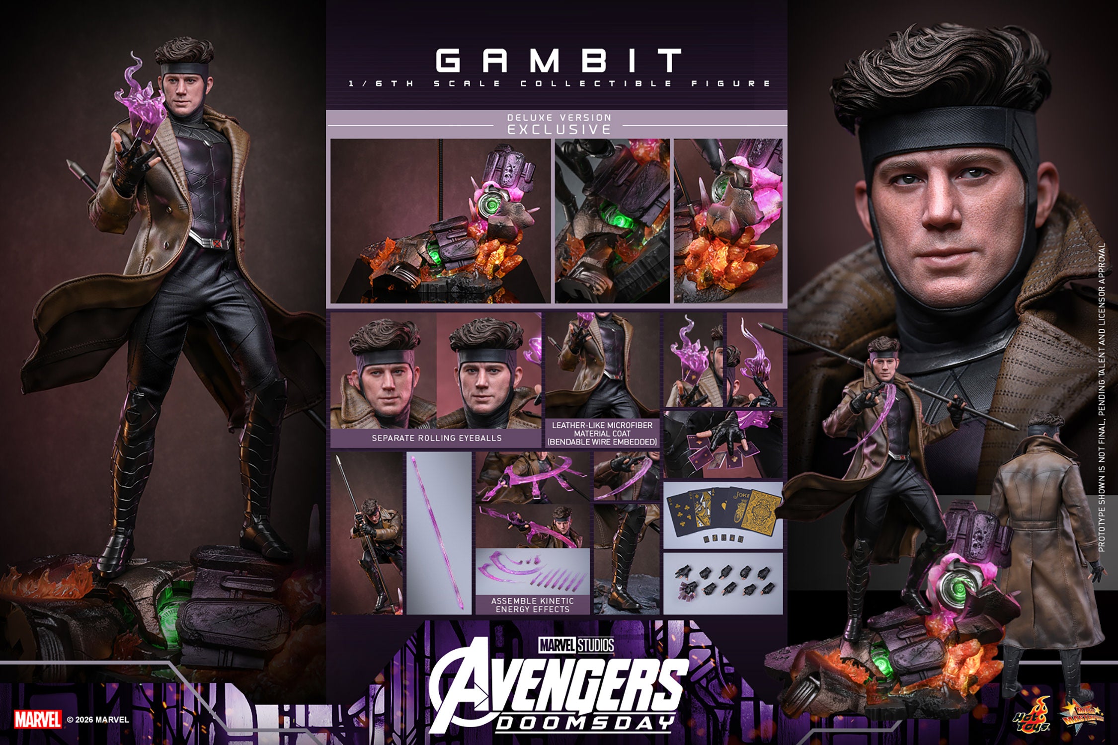 Hot Toys Gambit Avengers Doomsday Deluxe 1/6 scale figure — kinetic energy effects