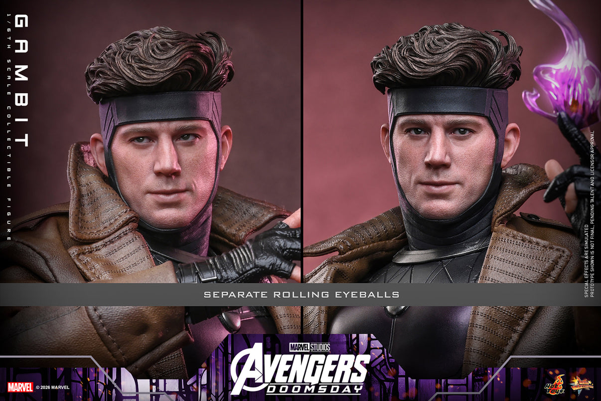 Hot Toys Gambit Avengers Doomsday 1/6 scale figure — head sculpt and glowing eyes