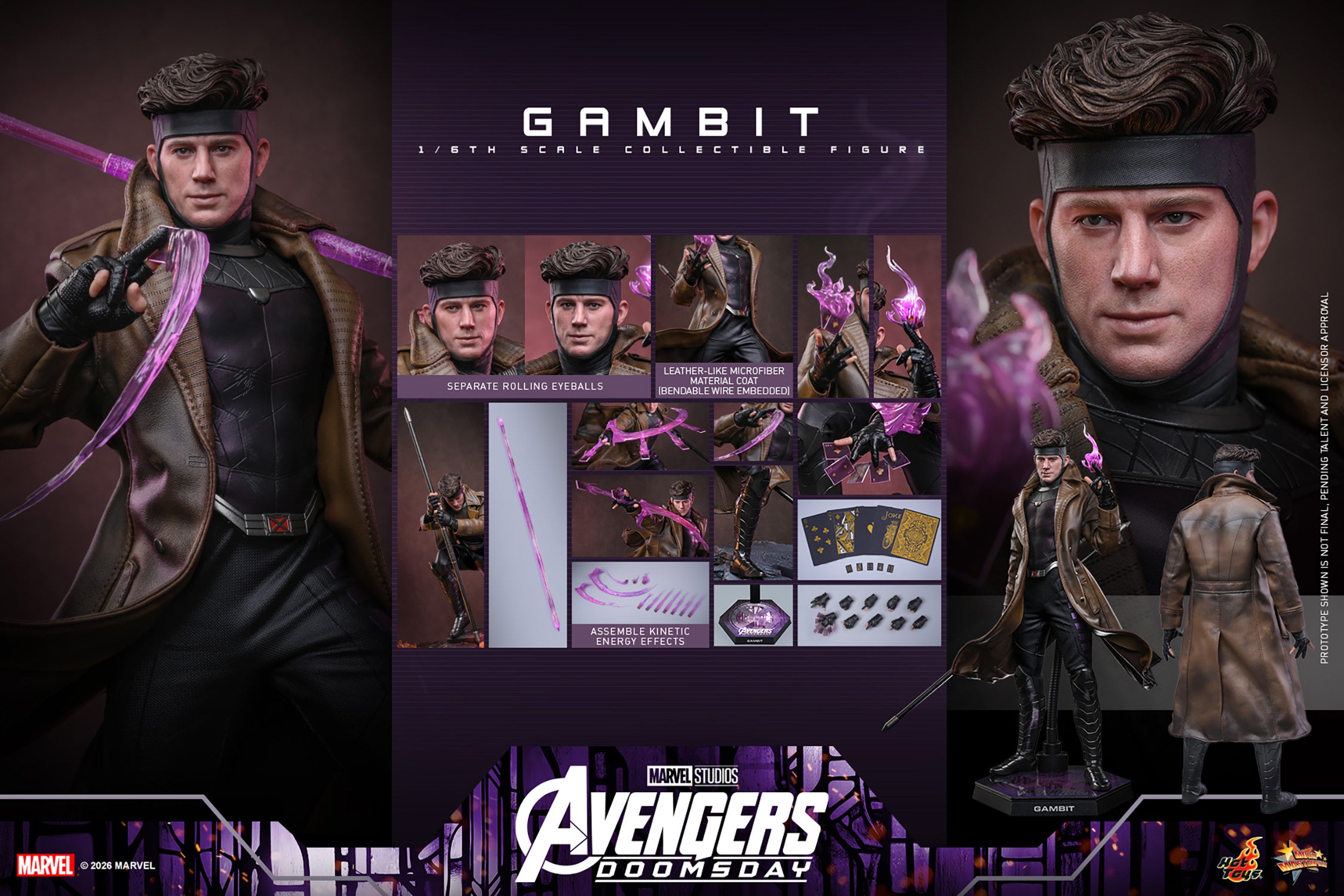 Hot Toys Gambit Avengers Doomsday 1/6 scale figure — playing cards and hands