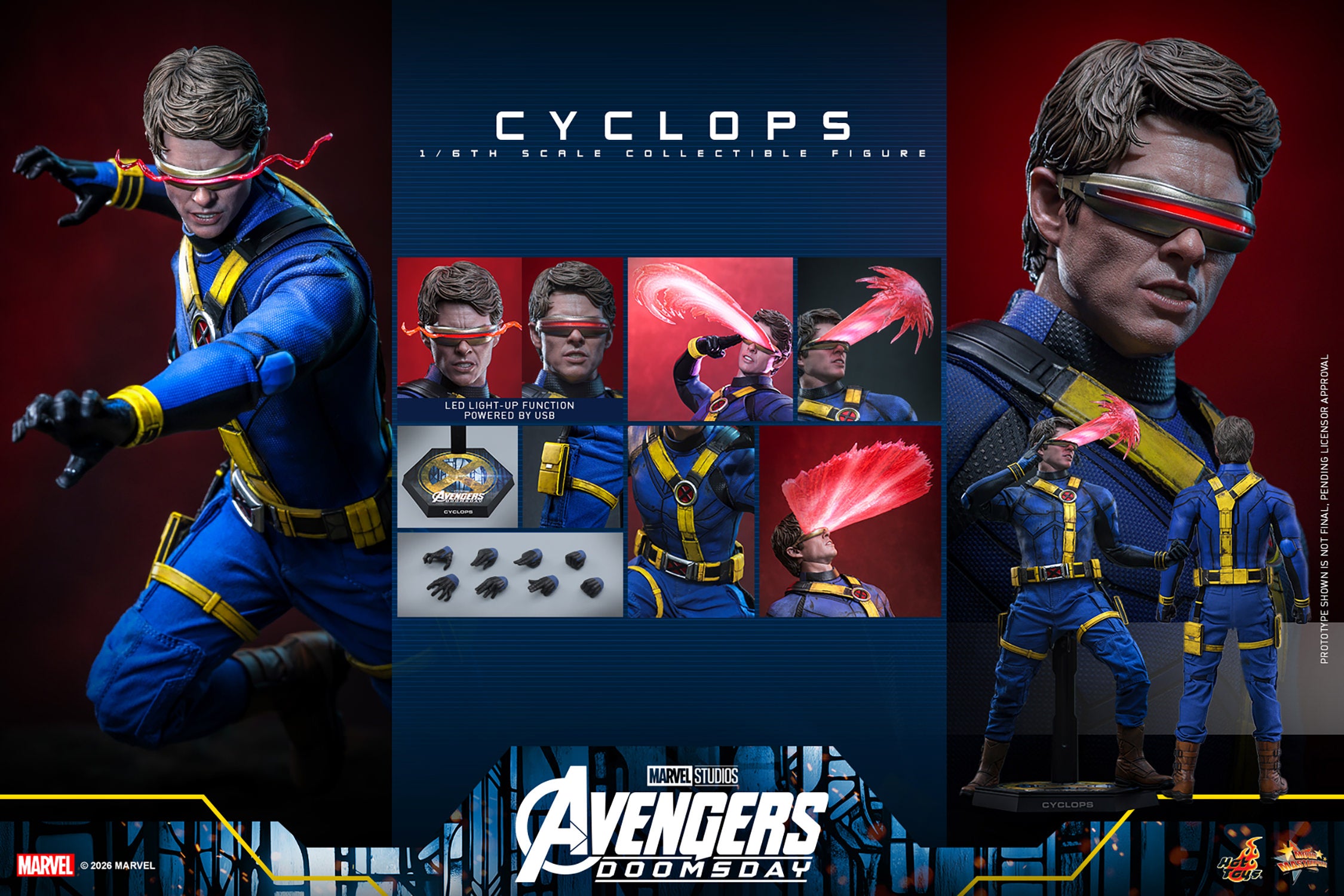 Hot Toys Cyclops Avengers Doomsday 1/6 scale figure — interchangeable visors