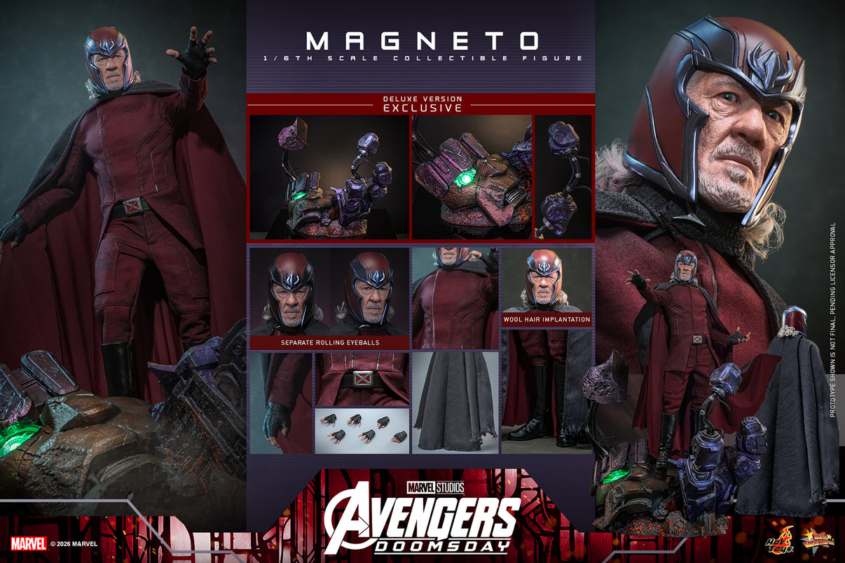 Hot Toys Magneto Avengers Doomsday Deluxe 1/6 scale figure — LED diorama lit up
